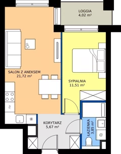 2 pokoje, mieszkanie 42,75 m², piętro 1, oferta nr A13, Nowy Cegielski, Poznań, Wilda, ul. 28 Czerwca 1956 r.