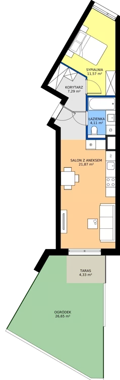 2 pokoje, mieszkanie 44,84 m², parter, oferta nr A60, Nowy Cegielski, Poznań, Wilda, ul. 28 Czerwca 1956 r.