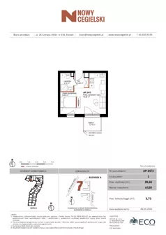 1 pokój, mieszkanie 28,66 m², piętro 3, oferta nr A120, Nowy Cegielski, Poznań, Wilda, ul. 28 Czerwca 1956 r.