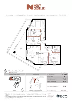 4 pokoje, mieszkanie 79,13 m², piętro 6, oferta nr A130, Nowy Cegielski, Poznań, Wilda, ul. 28 Czerwca 1956 r.