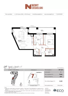 3 pokoje, mieszkanie 70,82 m², piętro 1, oferta nr A22, Nowy Cegielski, Poznań, Wilda, ul. 28 Czerwca 1956 r.