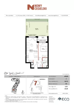 2 pokoje, mieszkanie 41,16 m², piętro 4, oferta nr A101, Nowy Cegielski, Poznań, Wilda, ul. 28 Czerwca 1956 r.