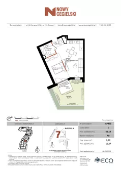 2 pokoje, mieszkanie 41,16 m², piętro 4, oferta nr A101, Nowy Cegielski, Poznań, Wilda, ul. 28 Czerwca 1956 r.