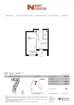 2 pokoje, mieszkanie 34,32 m², piętro 4, oferta nr A53, Nowy Cegielski, Poznań, Wilda, ul. 28 Czerwca 1956 r.