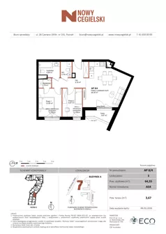 3 pokoje, mieszkanie 64,55 m², piętro 4, oferta nr A54, Nowy Cegielski, Poznań, Wilda, ul. 28 Czerwca 1956 r.