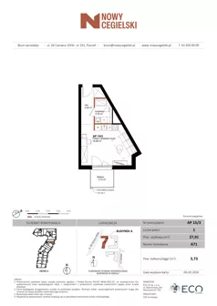 1 pokój, mieszkanie 27,91 m², piętro 3, oferta nr A71, Nowy Cegielski, Poznań, Wilda, ul. 28 Czerwca 1956 r.