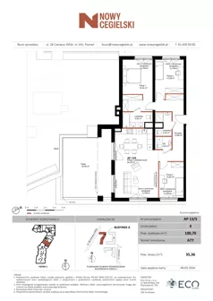 4 pokoje, mieszkanie 100,70 m², piętro 5, oferta nr A77, Nowy Cegielski, Poznań, Wilda, ul. 28 Czerwca 1956 r.