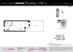 1 pokój, mieszkanie 33,82 m², piętro 1, oferta nr A1/03, Orkana Residence III Etap, Lublin, Czuby Północne, Czuby Północne, ul. Orkana