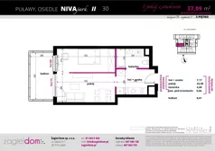 1 pokój, mieszkanie 37,09 m², piętro 3, oferta nr NP-BS2-LM-30, Niwa Park, Puławy, ul. Spacerowa