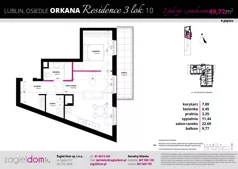 2 pokoje, mieszkanie 49,72 m², piętro 4, oferta nr A1/10, Orkana Residence III Etap, Lublin, Czuby Północne, Czuby Północne, ul. Orkana