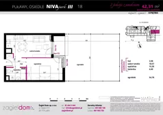 2 pokoje, mieszkanie 42,31 m², parter, oferta nr NP-C1-LM-18, Niwa Park, Puławy, ul. Spacerowa