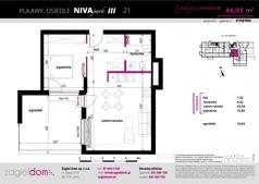 2 pokoje, mieszkanie 44,93 m², parter, oferta nr NP-C2-LM-21, Niwa Park, Puławy, ul. Spacerowa