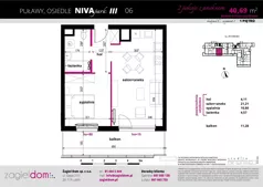 2 pokoje, mieszkanie 40,69 m², piętro 1, oferta nr NP-C1-LM-06, Niwa Park, Puławy, ul. Spacerowa