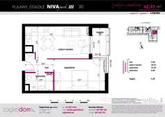 2 pokoje, mieszkanie 42,31 m², piętro 2, oferta nr NP-C1-LM-30, Niwa Park, Puławy, ul. Spacerowa