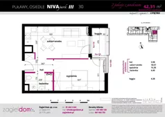 2 pokoje, mieszkanie 42,31 m², piętro 2, oferta nr NP-C2-LM-30, Niwa Park, Puławy, ul. Spacerowa