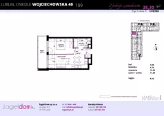 2 pokoje, mieszkanie 38,30 m², piętro 2, oferta nr WJ-E2-LM-189, Wojciechowska Square etap 2, Lublin, Konstantynów, Konstantynów, ul. Wojciechowska 40