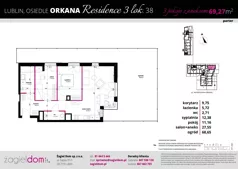 3 pokoje, mieszkanie 69,27 m², parter, oferta nr B4/38, Orkana Residence III Etap, Lublin, Czuby Północne, Czuby Północne, ul. Orkana