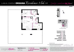 3 pokoje, mieszkanie 58,75 m², parter, oferta nr B4/44, Orkana Residence III Etap, Lublin, Czuby Północne, Czuby Północne, ul. Orkana