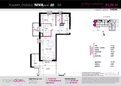 3 pokoje, mieszkanie 61,46 m², parter, oferta nr NP-C1-LM-04, Niwa Park, Puławy, ul. Spacerowa
