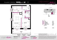 3 pokoje, mieszkanie 49,92 m², parter, oferta nr NP-C1-LM-20, Niwa Park, Puławy, ul. Spacerowa
