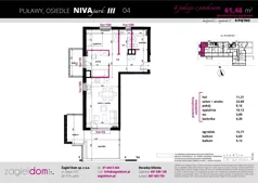 3 pokoje, mieszkanie 61,46 m², parter, oferta nr NP-C2-LM-04, Niwa Park, Puławy, ul. Spacerowa