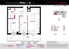 3 pokoje, mieszkanie 50,03 m², piętro 1, oferta nr NP-C2-LM-07, Niwa Park, Puławy, ul. Spacerowa