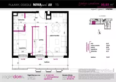 3 pokoje, mieszkanie 50,03 m², piętro 3, oferta nr NP-C2-LM-15, Niwa Park, Puławy, ul. Spacerowa