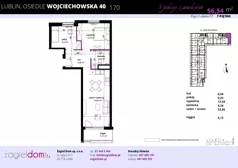 3 pokoje, mieszkanie 57,03 m², piętro 7, oferta nr WJ-E2-LM-170, Wojciechowska Square, Lublin, Konstantynów, Konstantynów, ul. Wojciechowska 40