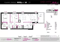 4 pokoje, mieszkanie 68,48 m², piętro 1, oferta nr NP-C1-LM-23, Niwa Park, Puławy, ul. Spacerowa