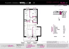 4 pokoje, mieszkanie 70,68 m², piętro 1, oferta nr NP-C1-LM-28, Niwa Park, Puławy, ul. Spacerowa