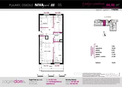 4 pokoje, mieszkanie 64,46 m², piętro 1, oferta nr NP-C2-LM-05, Niwa Park, Puławy, ul. Spacerowa