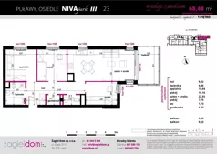 4 pokoje, mieszkanie 68,48 m², piętro 1, oferta nr NP-C2-LM-23, Niwa Park, Puławy, ul. Spacerowa