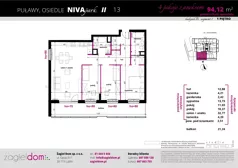 4 pokoje, mieszkanie 94,86 m², piętro 1, oferta nr NP-BS1-LM-45, Niwa Park, Puławy, ul. Spacerowa