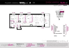 4 pokoje, mieszkanie 78,99 m², piętro 1, oferta nr NP-BS2-LM-09, Niwa Park, Puławy, ul. Spacerowa