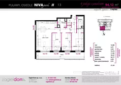 4 pokoje, mieszkanie 94,94 m², piętro 1, oferta nr NP-BS2-LM-13, Niwa Park, Puławy, ul. Spacerowa