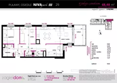 4 pokoje, mieszkanie 68,48 m², piętro 2, oferta nr NP-C1-LM-29, Niwa Park, Puławy, ul. Spacerowa