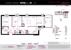 4 pokoje, mieszkanie 68,48 m², piętro 2, oferta nr NP-C2-LM-29, Niwa Park, Puławy, ul. Spacerowa