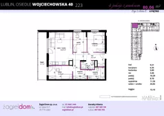 4 pokoje, mieszkanie 81,24 m², piętro 6, oferta nr WJ-E2-LM-223, Wojciechowska Square, Lublin, Konstantynów, Konstantynów, ul. Wojciechowska 40