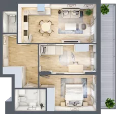 3 pokoje, mieszkanie 59,41 m², piętro 1, oferta nr WJ-E1-LM-05, Wojciechowska Square, Lublin, Konstantynów, Konstantynów, ul. Wojciechowska 40