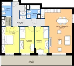 4 pokoje, mieszkanie 94,59 m², piętro 1, oferta nr NP-BS1-LM-44, Niwa Park, Puławy, ul. Spacerowa