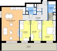 4 pokoje, mieszkanie 94,86 m², piętro 1, oferta nr NP-BS1-LM-45, Niwa Park, Puławy, ul. Spacerowa