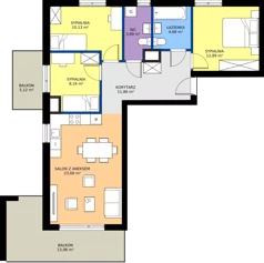 4 pokoje, mieszkanie 75,29 m², piętro 1, oferta nr NP-C2-LM-08, Niwa Park, Puławy, ul. Spacerowa
