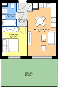2 pokoje, mieszkanie 40,69 m², parter, oferta nr NP-C1-LM-02, Niwa Park, Puławy, ul. Spacerowa