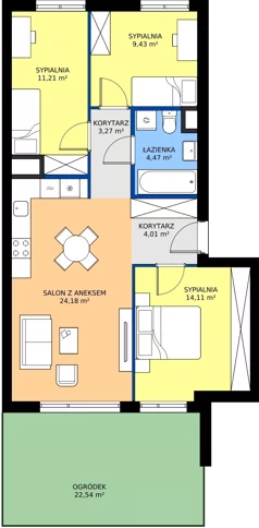 4 pokoje, mieszkanie 70,68 m², parter, oferta nr NP-C2-LM-22, Niwa Park, Puławy, ul. Spacerowa