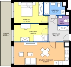 3 pokoje, mieszkanie 62,09 m², piętro 1, oferta nr WJ-E2-LM-245, Wojciechowska Square etap 2, Lublin, Konstantynów, Konstantynów, ul. Wojciechowska 40