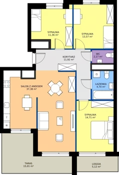 4 pokoje, mieszkanie 96,74 m², piętro 8, oferta nr WJ-E2-LM-174, Wojciechowska Square etap 2, Lublin, Konstantynów, Konstantynów, ul. Wojciechowska 40