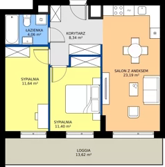 3 pokoje, mieszkanie 58,63 m², piętro 4, oferta nr WJ-E2-LM-159, Wojciechowska Square etap 2, Lublin, Konstantynów, Konstantynów, ul. Wojciechowska 40