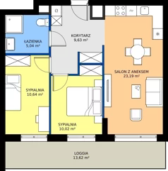 3 pokoje, mieszkanie 59,23 m², piętro 1, oferta nr WJ-E2-LM-147, Wojciechowska Square etap 2, Lublin, Konstantynów, Konstantynów, ul. Wojciechowska 40