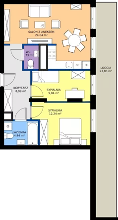 3 pokoje, mieszkanie 61,31 m², piętro 2, oferta nr WJ-E2-LM-258, Wojciechowska Square etap 2, Lublin, Konstantynów, Konstantynów, ul. Wojciechowska 40