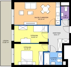 3 pokoje, mieszkanie 60,32 m², piętro 5, oferta nr WJ-E2-LM-282, Wojciechowska Square etap 2, Lublin, Konstantynów, Konstantynów, ul. Wojciechowska 40